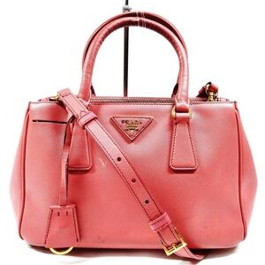 Prada Coral Pink Saffiano Leather Satchel with Gold Hardware